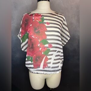 I.N. San Francisco Floral Striped Top – Size M